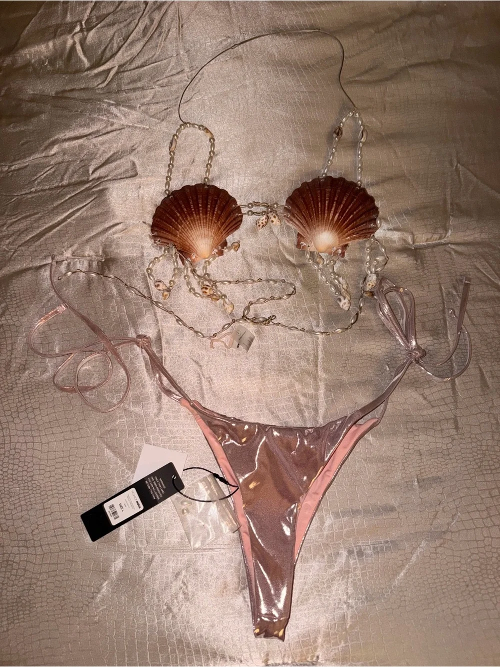 Fashion Nova Pink Shell Bikini Set - Picture 7 of 7